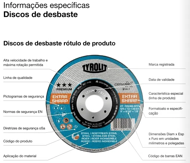 Disco de Desbaste 2 em 1 Aço / Inox Basic 4 1/2" - Tyrolit - Imagem 2
