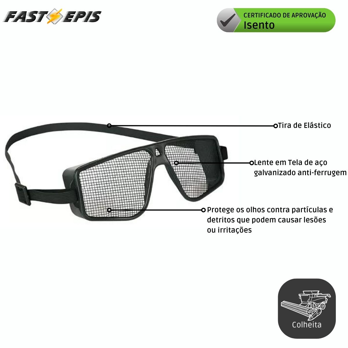 Óculos de Proteção para Colheita com Lente em Tela Cane Vision - Plastcor - Image 2