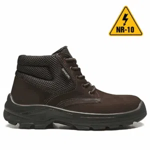 Bota Coturno de Segurança para Eletricista Marrom Café NR10 com Bico de Composite DUBAI BAE Bracol CA 50290