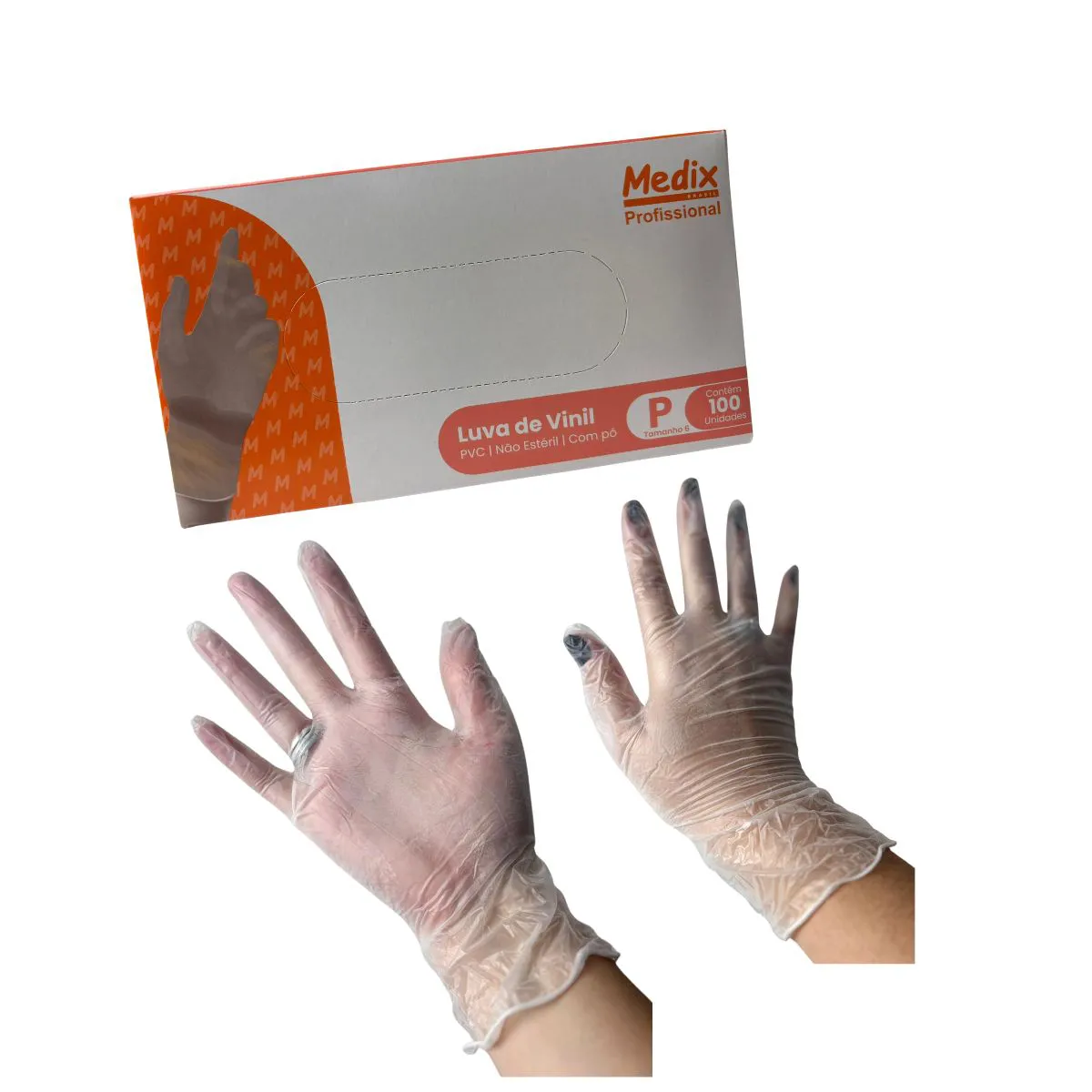 Luva de Vinil Transparente cx. c/100 UNID. c/ Pó - Medix - CA 44525 - Imagem 2
