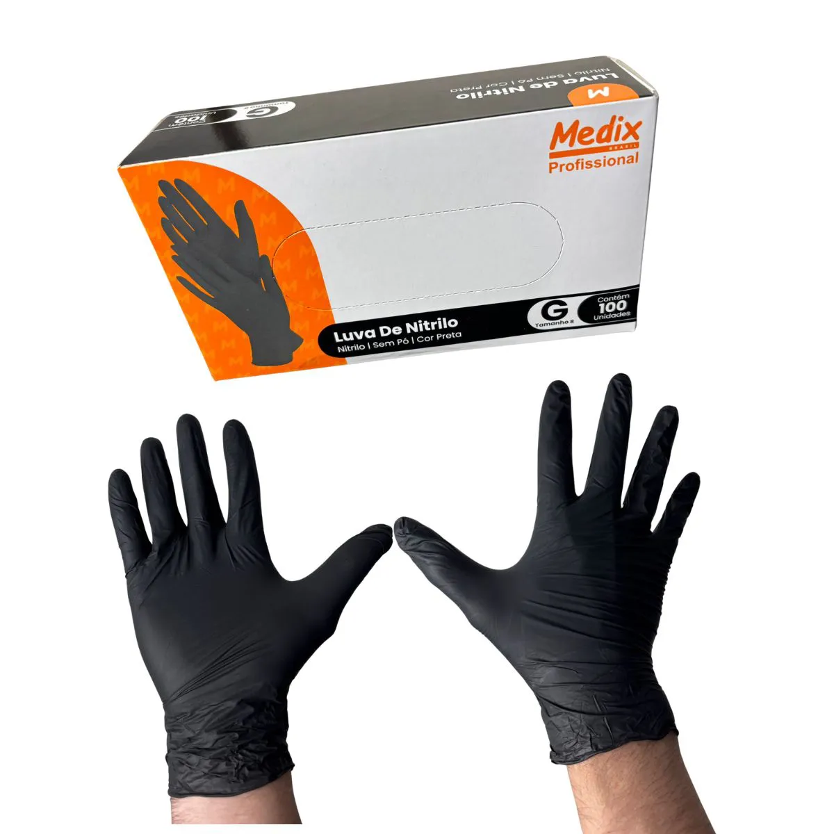 Luva Nitrílica Sem Pó Caixa c/100 Unidades Preta - Medix - CA: 48341 - Imagem 2