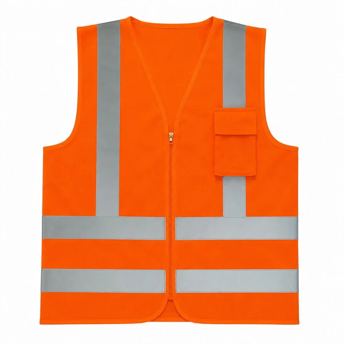 Colete de Sinalização Refletivo Laranja Fluorescente Com 1 Bolso e Zíper Volk do Brasil
