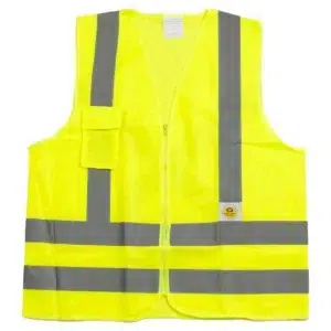 Colete de Sinalização Refletivo Amarelo Fluorescente Com 1 Bolso e Zíper Volk do Brasil