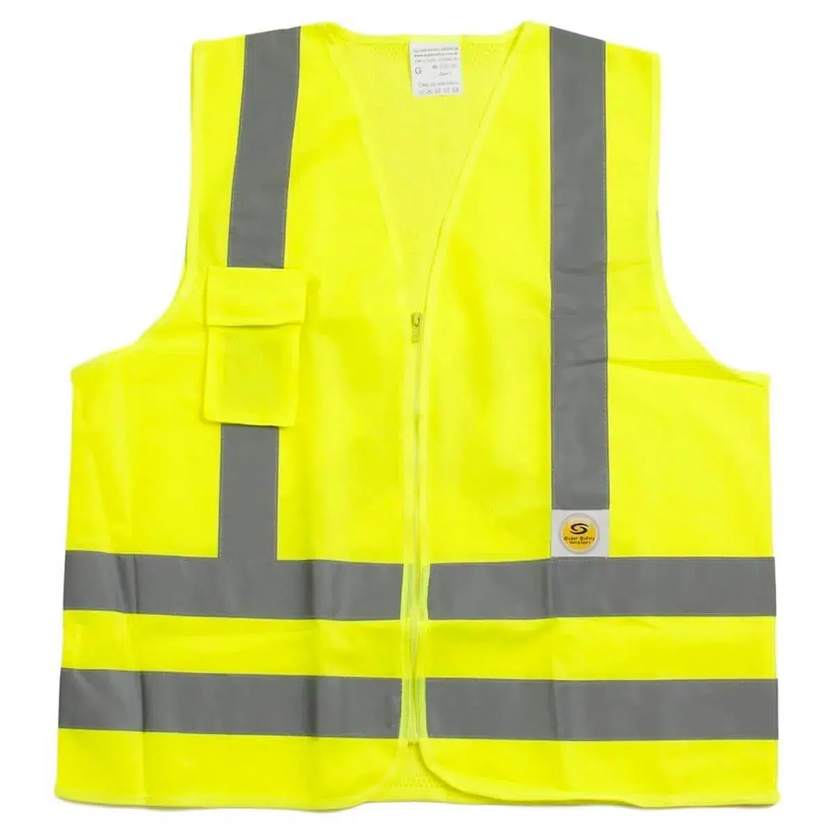 Colete de Sinalização Refletivo Amarelo Fluorescente Com 1 Bolso e Zíper Volk do Brasil