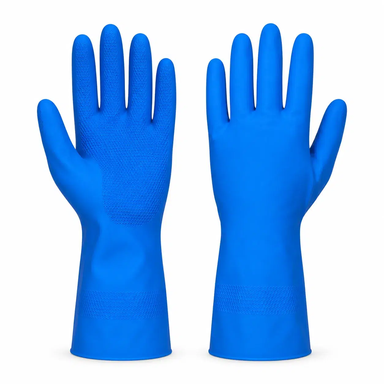 Luva de Latex Natural Azul Com Forro Em Verniz Antiderrapante Silverix Medix - Imagem 2